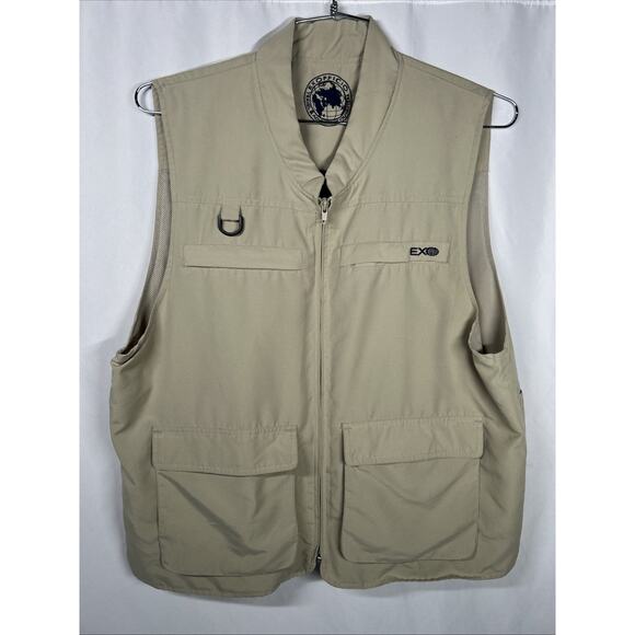 ExOfficio Travel Wear Vest Medium Mens Khaki Zip Utility Pockets Fishing Safari - Picture 1 of 3